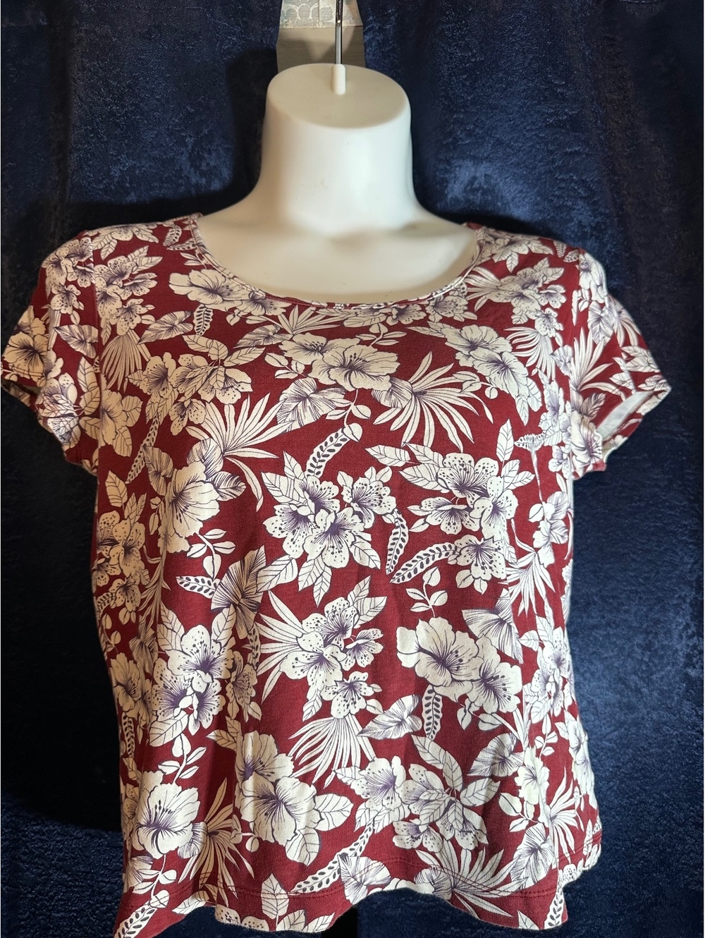 White Stag Women’s Floral Short Sleeve Shirt XL Retro